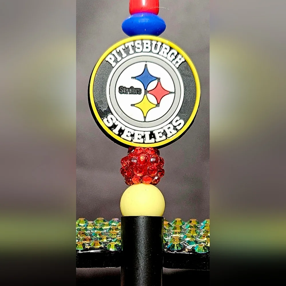 NFL Pittsburg Steelers Sparkly/Blingy Custom Created Super Fan Beaded Pen